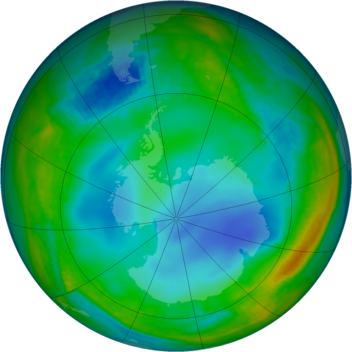Antarctic ozone map for 09 July 1994